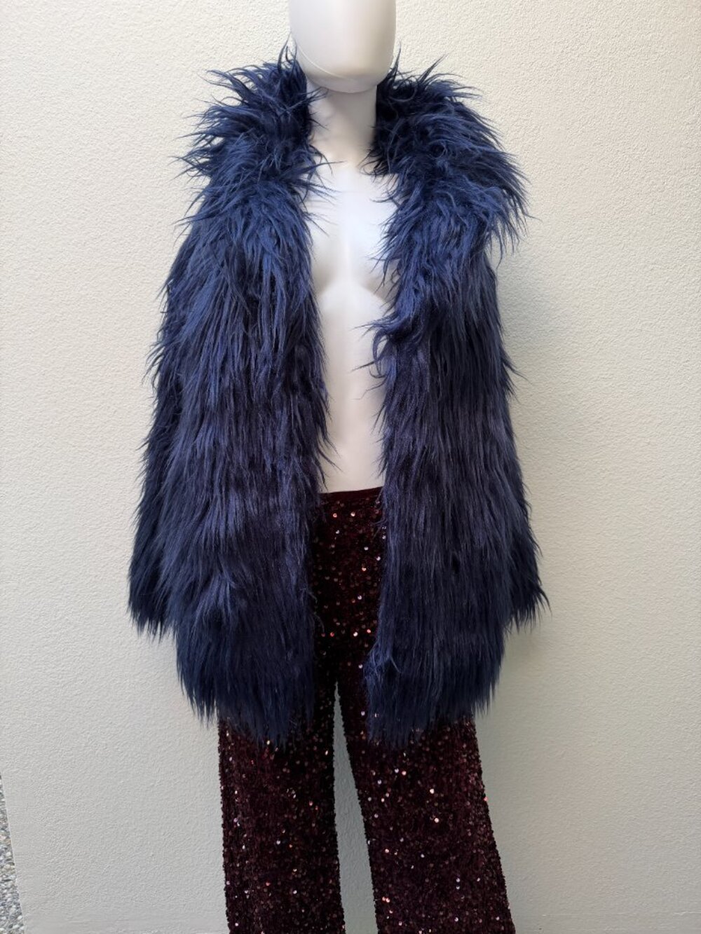 NWT WOW Azalea Wang Dark Blue Faux Fur Jacket - L/XL - Picture 10 of 16